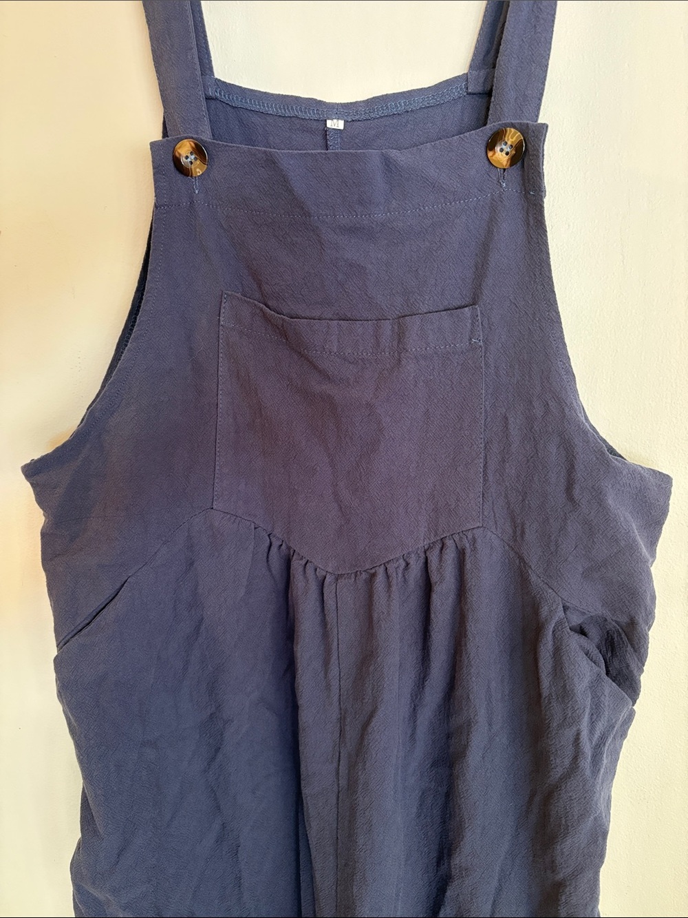 🪷Women's Navy Blue Jumpsuit Boho Wide Leg Overalls Loose Fit 100% Cotton M - Picture 7 of 16